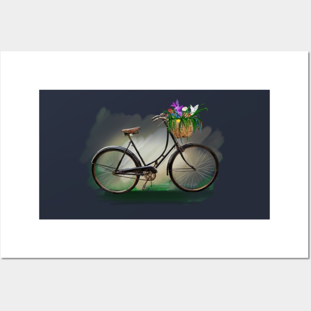 Fahrrad retro mit Blumen Wall Art by sibosssr